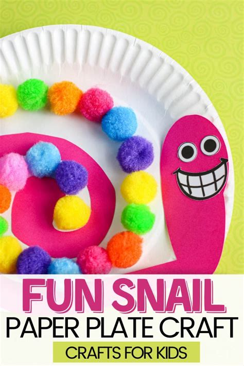 Colorful And Fun Pom Pom Snail Paper Plate Craft For Kids In 2021