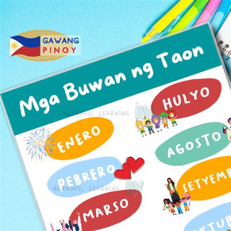 Months Of The Year Chart Filipino Tagalog Laminated Educational