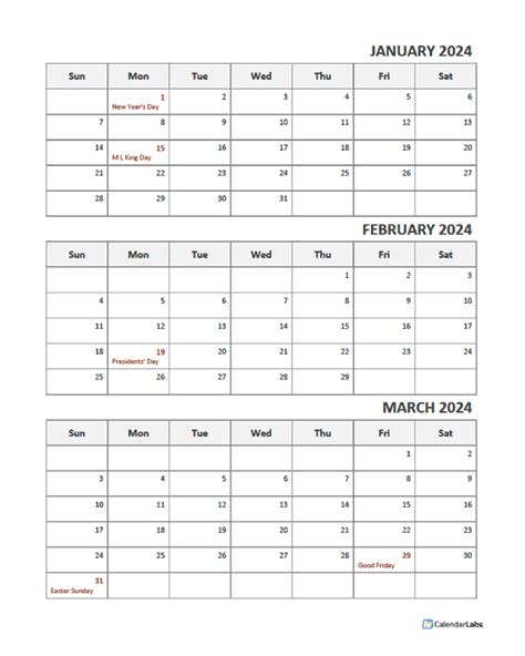 2024 Three Month Calendar Template Free Printable Templates