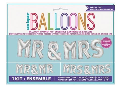 Balloon Banner Kit Silver Mr And Mrs