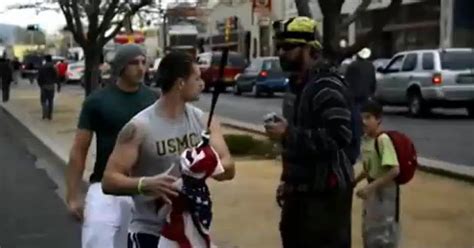 Video Tense Moments When Two Men Chase Down Take Us Flag From