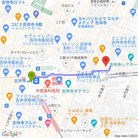 シャコンヌ東京吉祥寺店の最寄駅吉祥寺駅からの徒歩ルート（約4分） Mdata