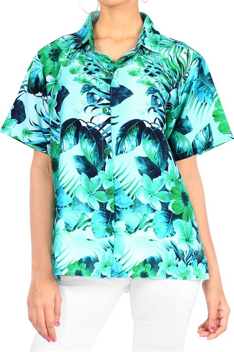 La Leela La Leela Women S Hawaiian Shirt Button Down Aloha Camp Shirt S Blue Aa Walmart