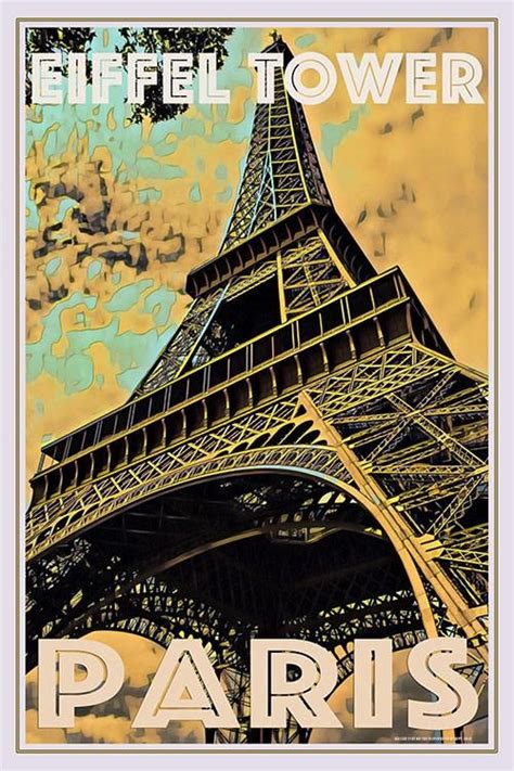 Vintage Poster Eiffel Tower Paris Affiche Retro Paris Poster
