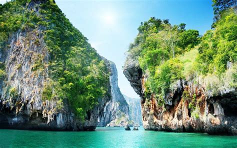 Wallpaper Trees Landscape Waterfall Bay Nature Tourism Cliff