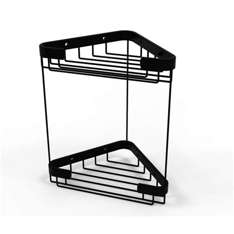 Allied Brass Double Tier Corner Shower Basket In Matte Black In The