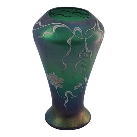 antique poschinger art nouveau bohemian glass emerald green vase green vase art nouveau