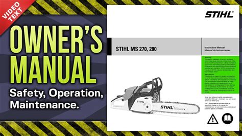 Owners Manual Stihl Ms 270 280 Chain Saw Youtube