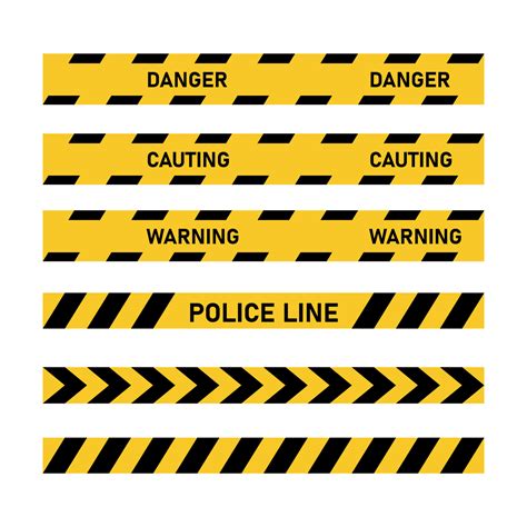 Police Tape Set Yellow And Black Ribbon Danger Warning Caution