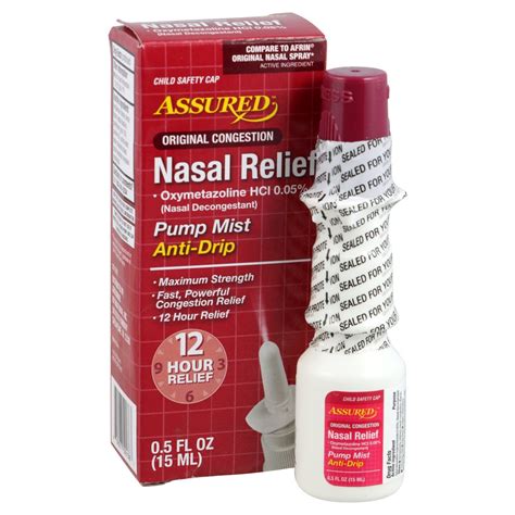 Assured Original Congestion Nasal Relief Spray Pump Mist Anti Drip
