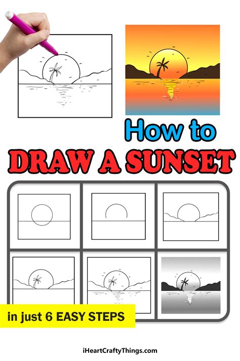 How To Draw A Sunset Step By Step With Pencil