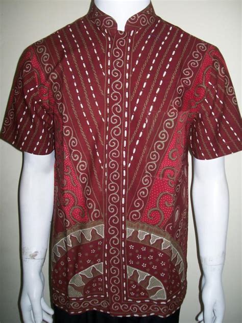 Jual Baju Batik Kerah Shanghai Koko Warna Merah Menawan Ld720tk M