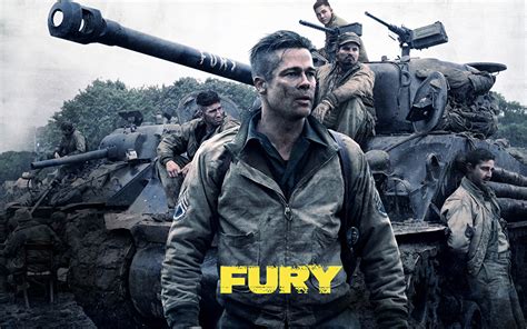 Fonds Decran Brad Pitt Homme Tank M4 Sherman Fury 2014 Cinéma