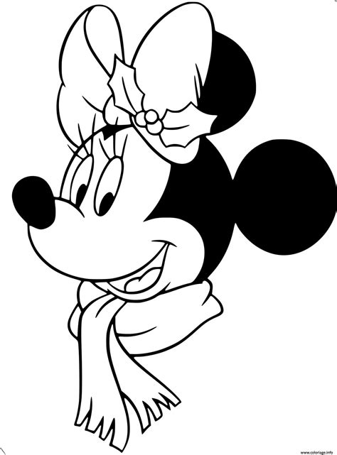 Coloriage Minnie Mouse Cute Face Dessin Noel Disney à Imprimer