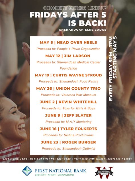 Fridays After Five Returns To Shenandoah Elks Lodge For Summer 23