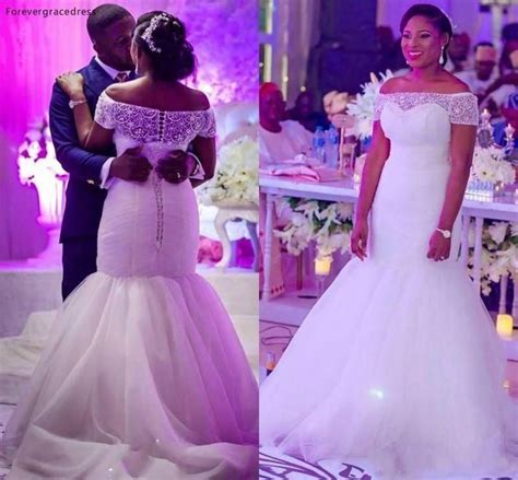 New African Mermaid Wedding Dress Off Shoulder Bridal Gown Custom Size Wedding Dress Backs
