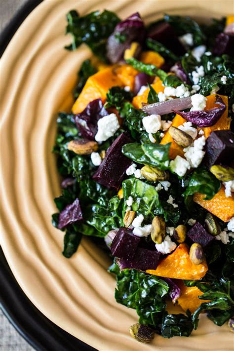 Tuscan Kale Salad With Roasted Butternut Squash Beets At Home With
