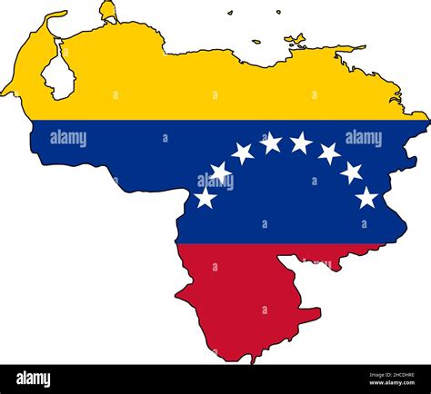 Venezuela Map National Flag Icon On White Background Flat Style Stock