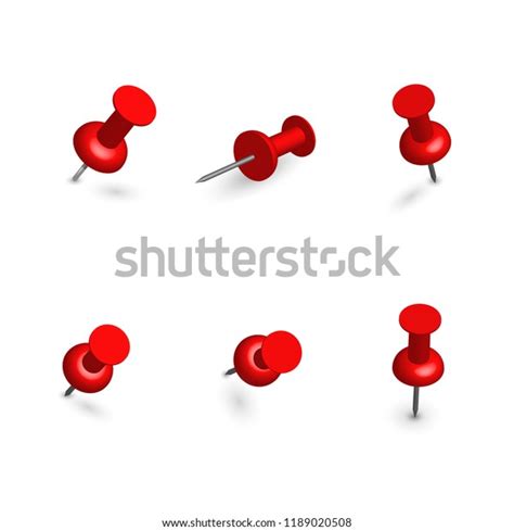 Vector Image Set Red Push Pins เวกเตอร์สต็อก ปลอดค่าลิขสิทธิ์