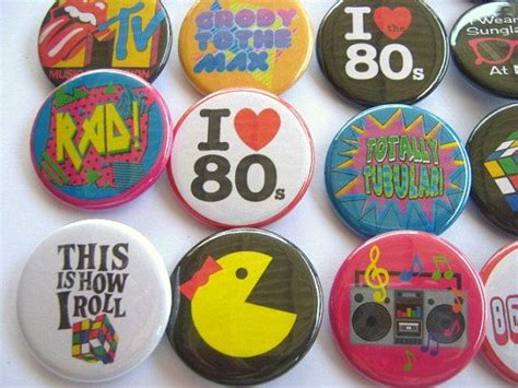 Totally 80s Party Theme Party Favors Set Of 125 Inch Pin Back Buttons