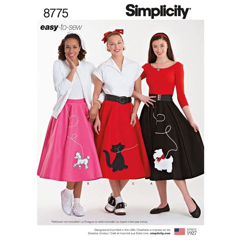 Simplicity Pattern 8775 Rockabilly Poodle Skirts — Uk