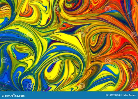 Abstract Multicolored Liquid Paint Swirls Background Stock Photo