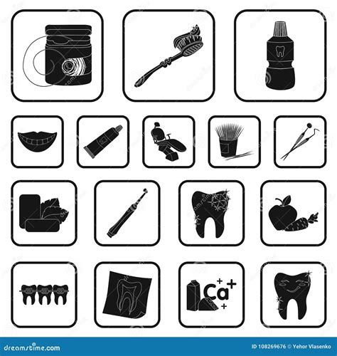 Dental Care Black Icons In Set Collection For Design Care Of Teeth