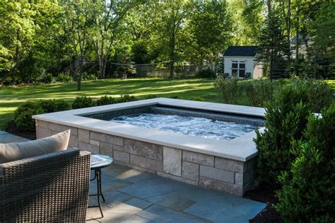 Glen Ellyn Il Raised Stone Hot Tub Traditional Swimming Pool And Hot Tub Chicago By