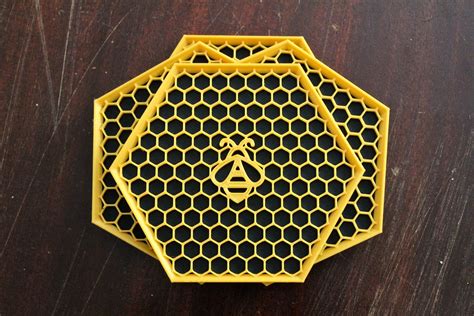 3d Printed Bee Honeycomb Drink Coasters Etsy In 2022 Bee Honeycomb Beekeeping Frames