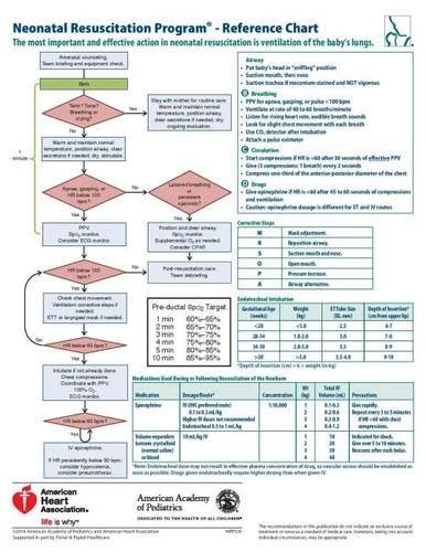 Neonatal Resuscitation Program Reference Chart Nrp American Academy