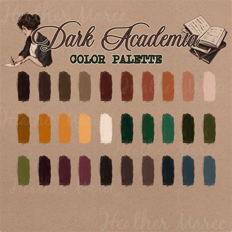 Dark Academia Procreate Color Palette Heather Maree Design Studio