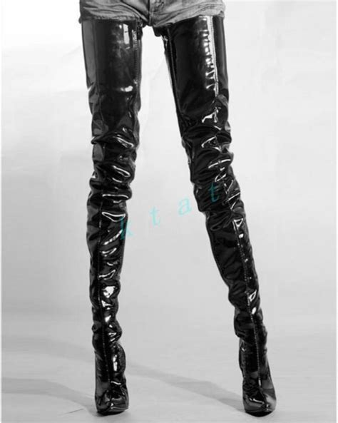 Womens Sexy Over The Knee Thigh High Boots Patent Leather Clubwear Shoes Pumps Crotch Boots