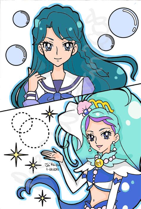 Minami And Cure Mermaid Coloring Page By Precurefan2008 On Deviantart