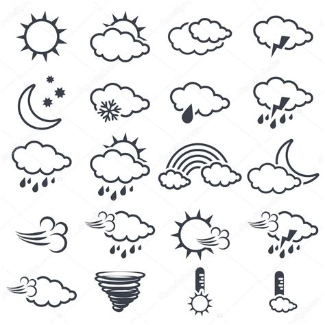 Set Of Weather Symbols ⬇ Vector Image By © Renadesign Vector Stock