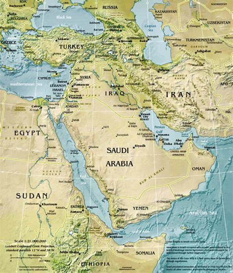 Carte Du Moyen Orient Géographie Physique