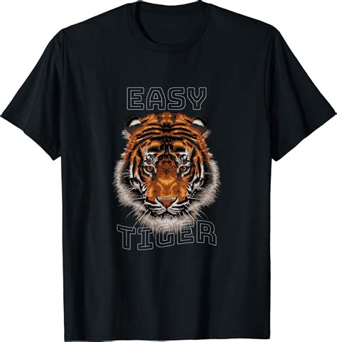 Cool Retro Easy Tiger Tiger Face Graphic Tee T Shirt Amazon Co Uk