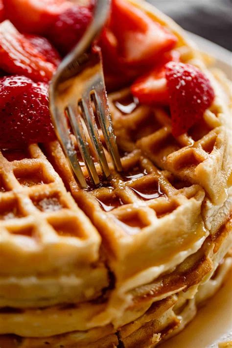 Fluffy belgian waffles are crispy on the outside, tender on the inside, and so easy to make. Belgian Waffles Recipe - Cafe Delites