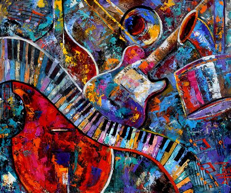 Abstract Music Painting Art Musical Instruments Paintings Colorful Jazz