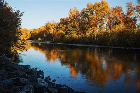 Beautiful Autumn Reflection Along Boise River Photograph By Vishwanath
