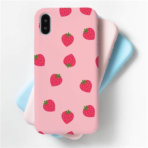 Pink Strawberry Phone Case Iphone Xr Case Cute Boho Chic Etsy
