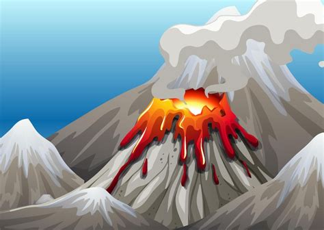 Free Vector Volcano Eruption In Nature Scene At Daytime