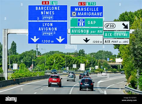 French Toll Autoroute Motorway In Provence France Gantry Signs Above
