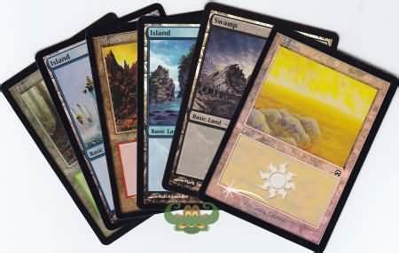 There are six types of magic cards: 20 Random Foil Basic Land Magic the Gathering Cards (4 of Each Type) (MTG)