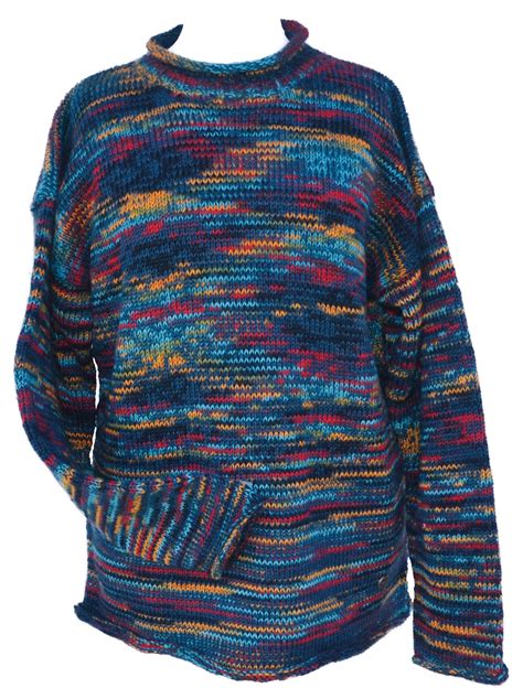 Pure wool - hand knit jumper - Berry electric | Black Yak