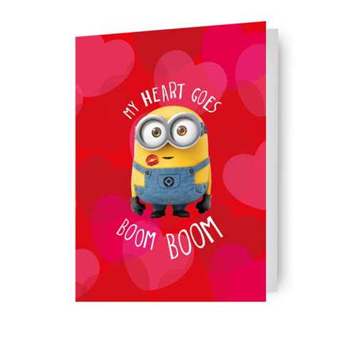Despicable Me Minions My Heart Goes Boom Boom Valentines Day Card