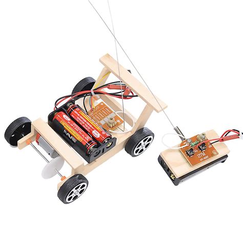 Herwey Diy Wooden Rc Car Model Kit Remote Control Car Toy Set Kids