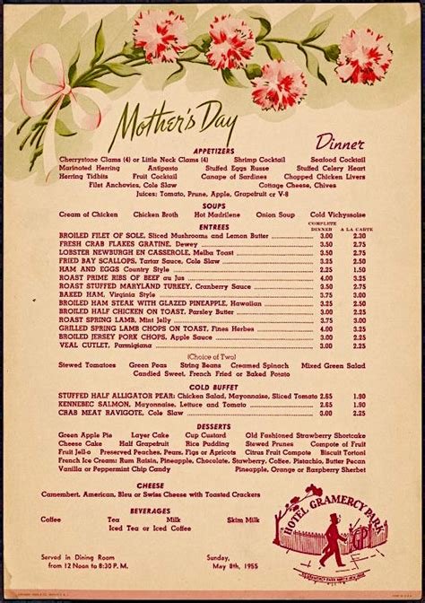 What To Order From A 1950s Mothers Day Menu From The Gramercy Hotel