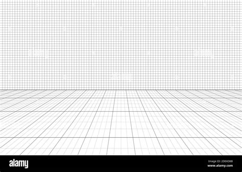 Perspective Grid Background 3d Vector Illustration Model Projection