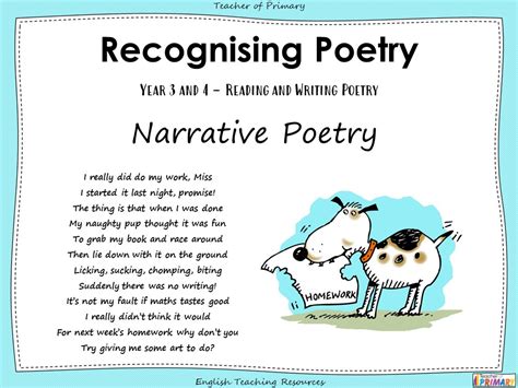 Narrative Poetry Year 3 Year 4 Teaching Resources