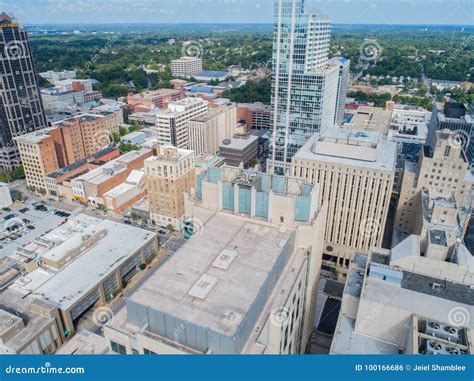 Aerial Drone Bird S Eye View Of The City Of Raleigh Nc Editorial Photo